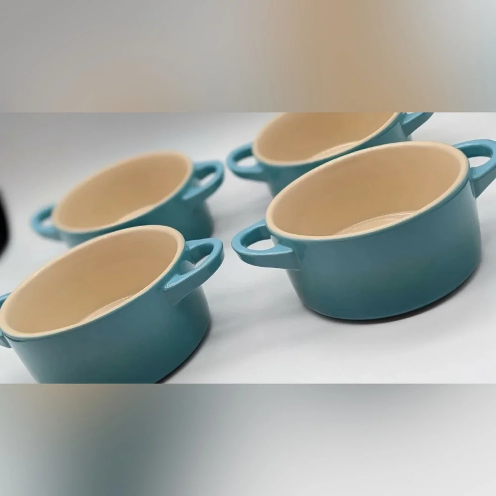 LE CREUSET Mini Cocotte 4 Caribbean Blue + Cookbook (FINAL PRICE $139 0726
